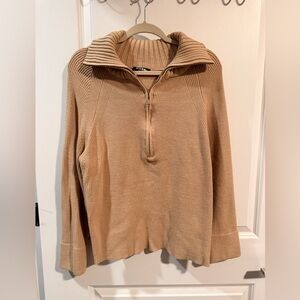Tan Ribbed Turtleneck Sweater